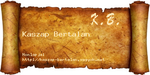Kaszap Bertalan névjegykártya